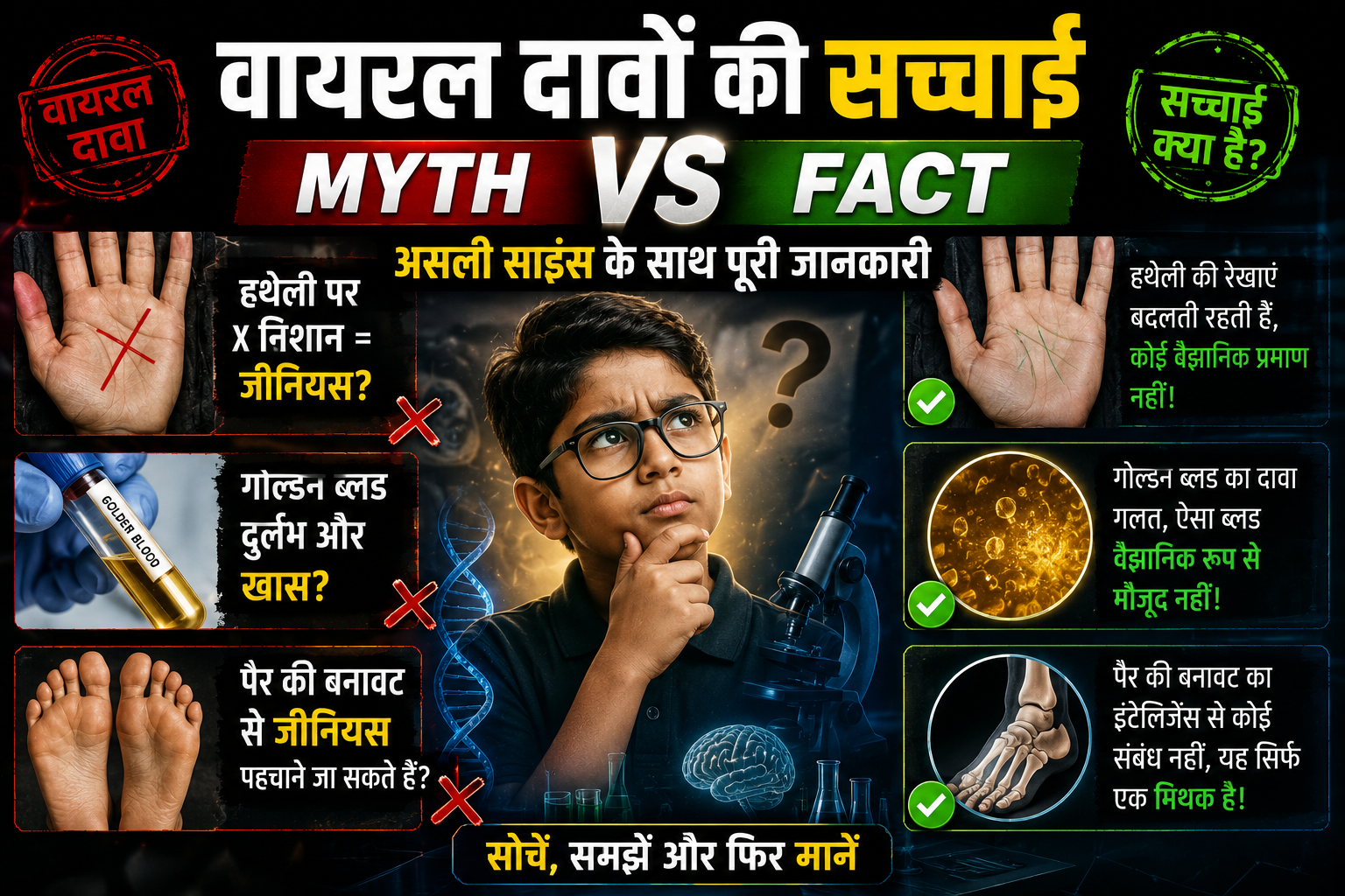 हथेली पैर और खून से जीनियस पहचानना: पूरा Myth vs Fact गाइड 2026